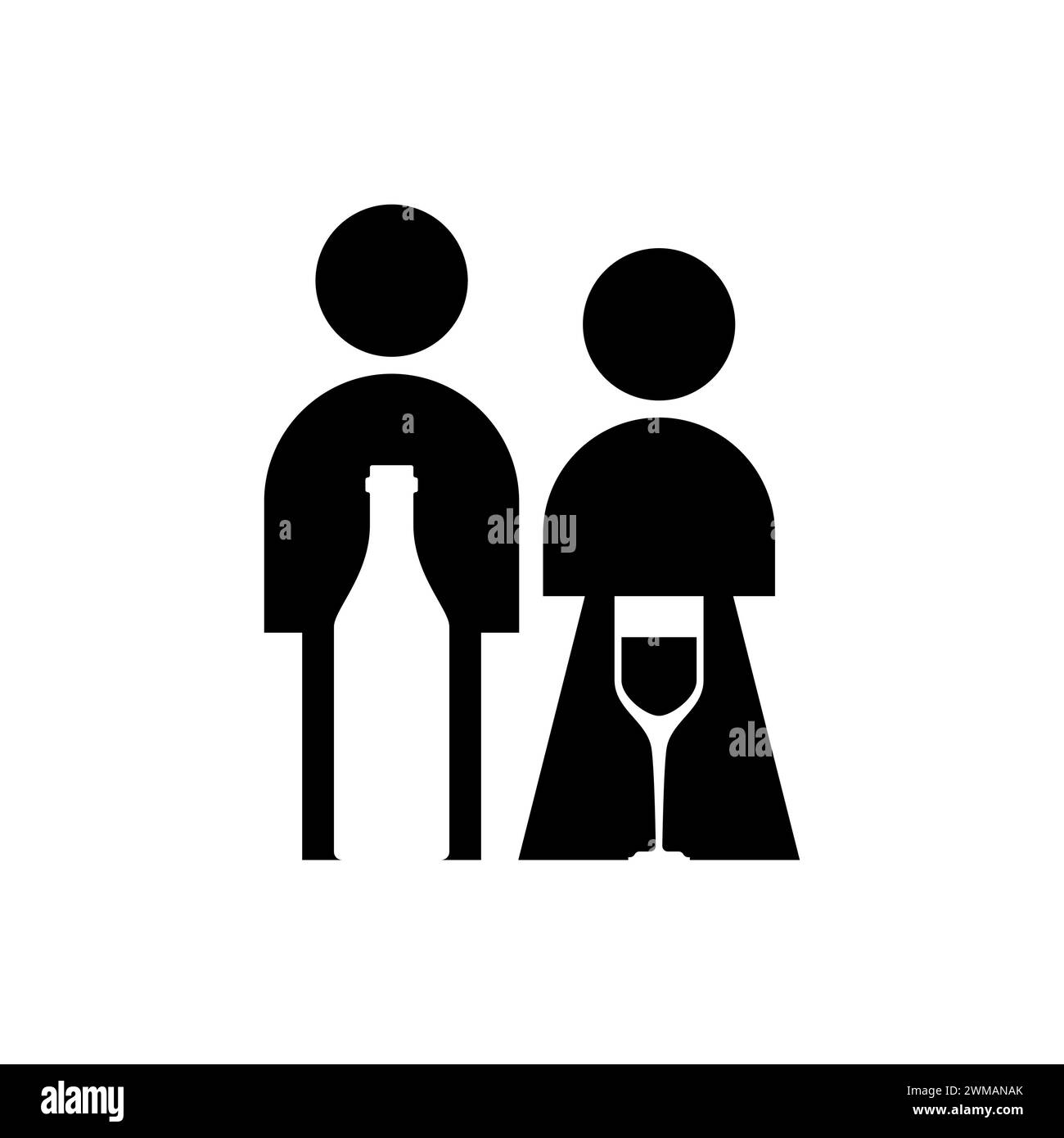 Family of alcoholics sign. Husband and wife drink alcohol. Social problem in society. Alcoholism disease Stock Vector