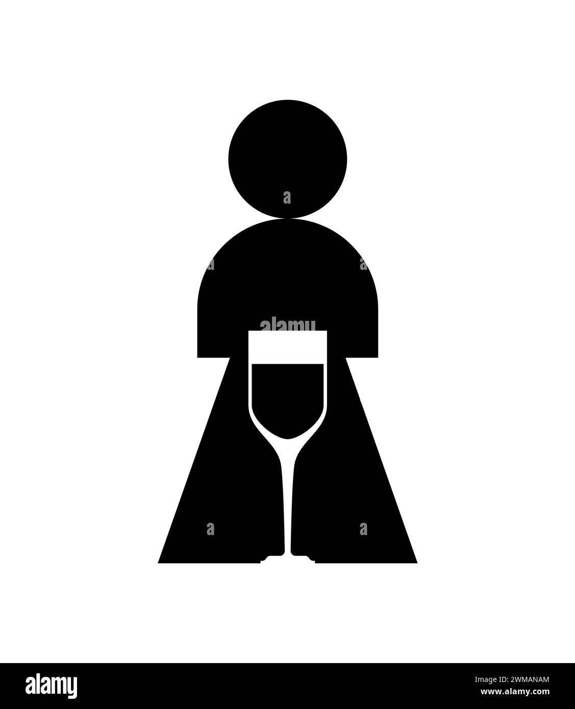 Female alcoholism sign. Girl and alcohol bottle icon. Concept