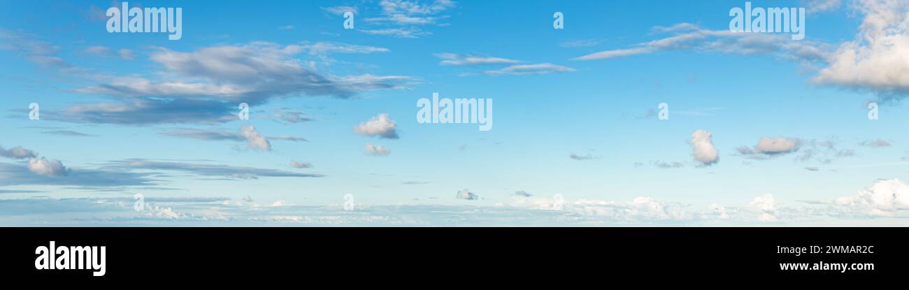 Blue sky background with tiny clouds. panorama. Stock Photo