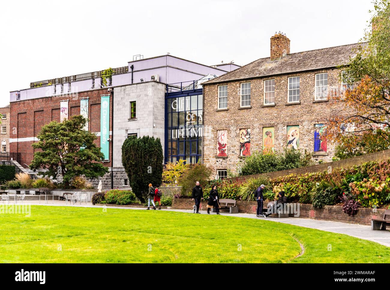 The façade of Chester Beatty Library, a museum and library on the grounds of Dublin Castle, Dublin city center, Ireland Stock Photo