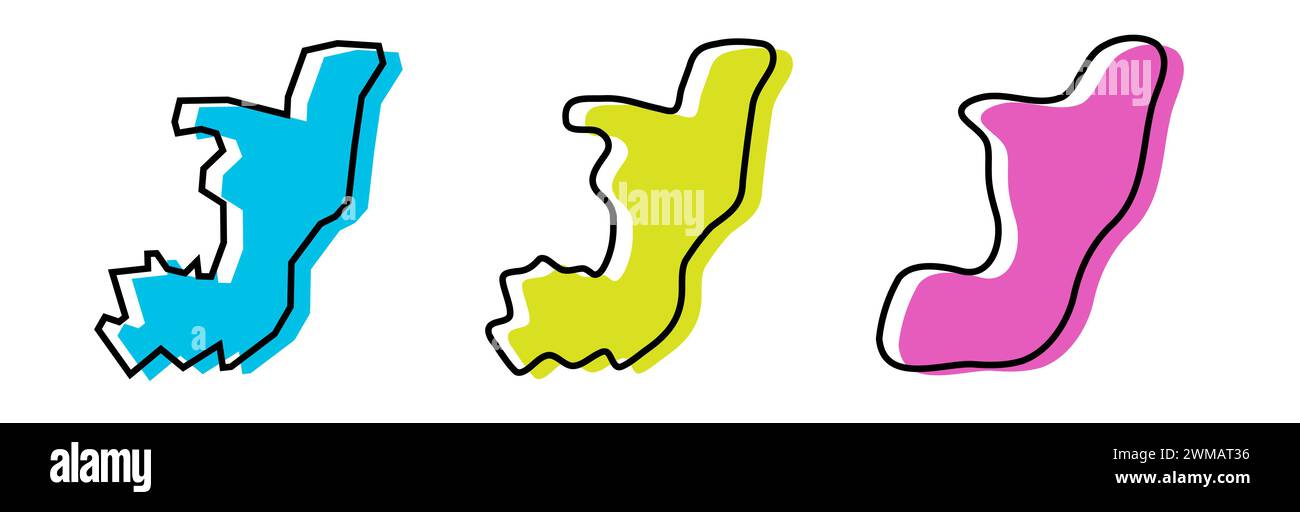 Republic of the Congo country black outline and colored country ...