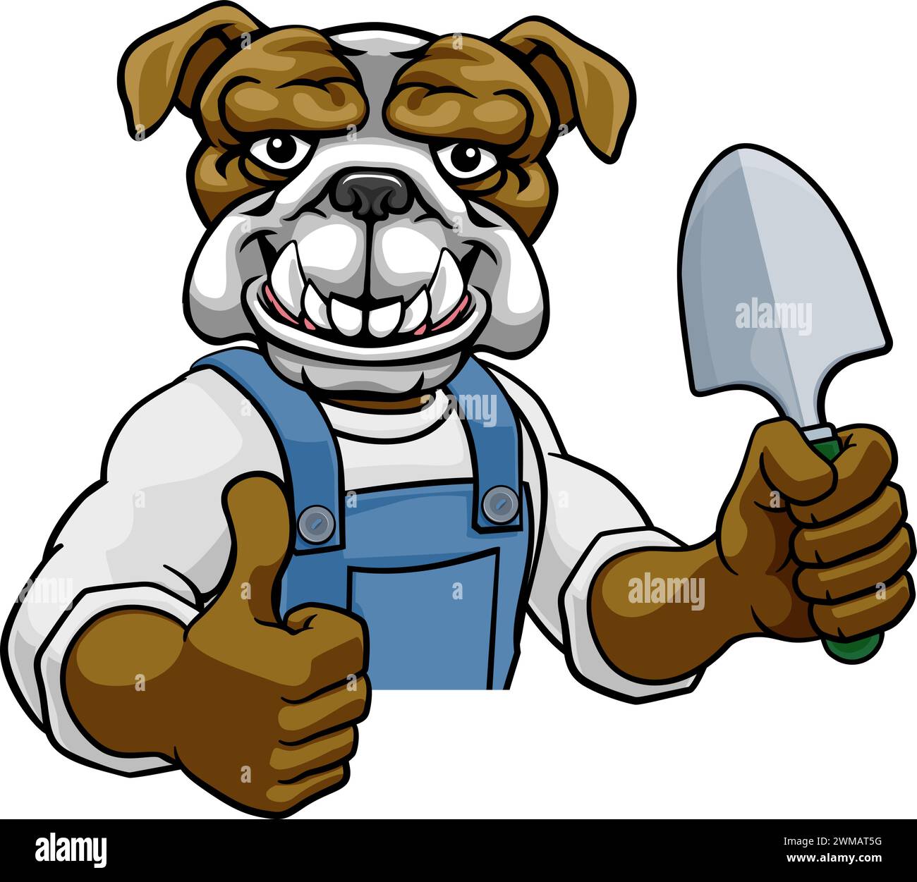 Bulldog Gardener Gardening Animal Mascot Stock Vector