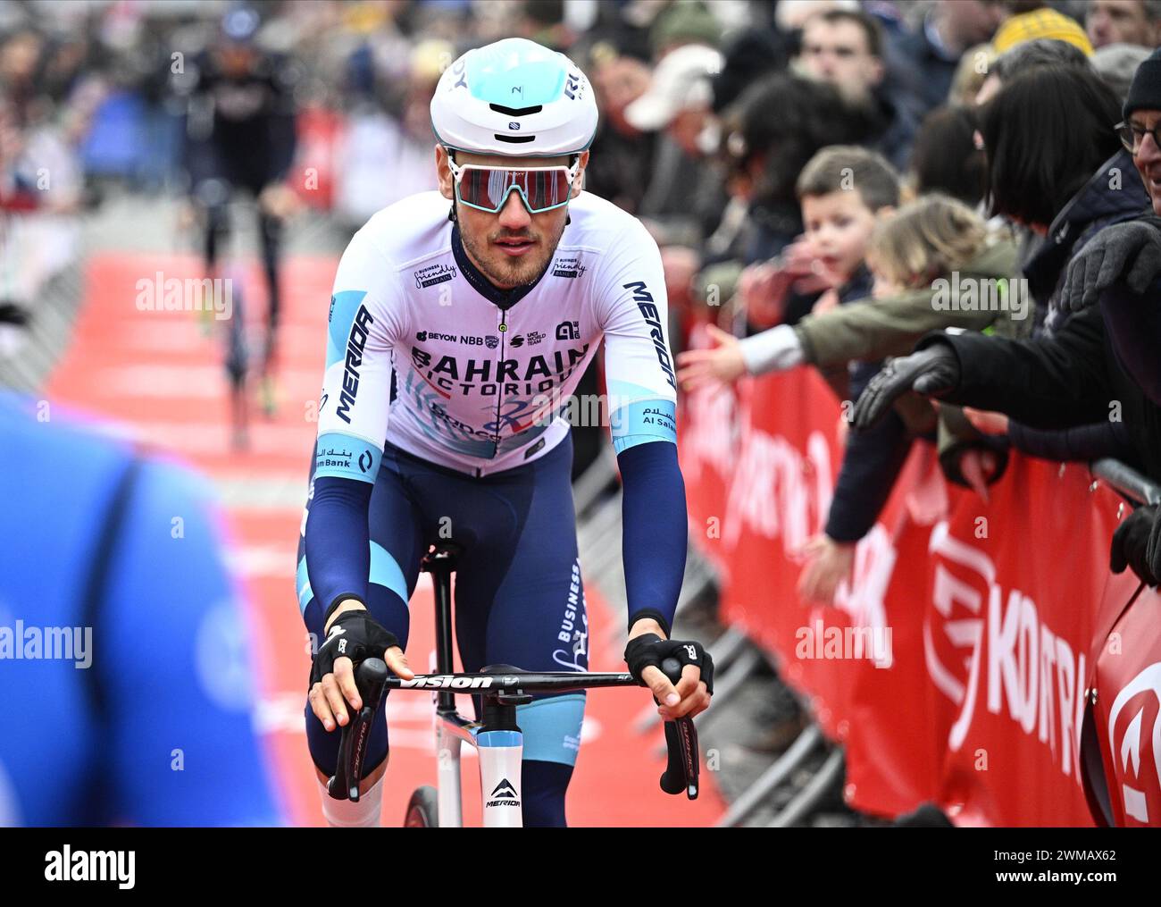 Croatian Fran Miholjevic of Bahrain Victorious pictured at the start of ...