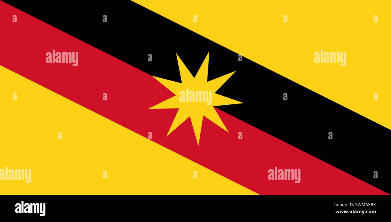 Flag of Sarawak State (Malaysia) Negeri Sarawak, Ibu Pertiwi Stock Vector