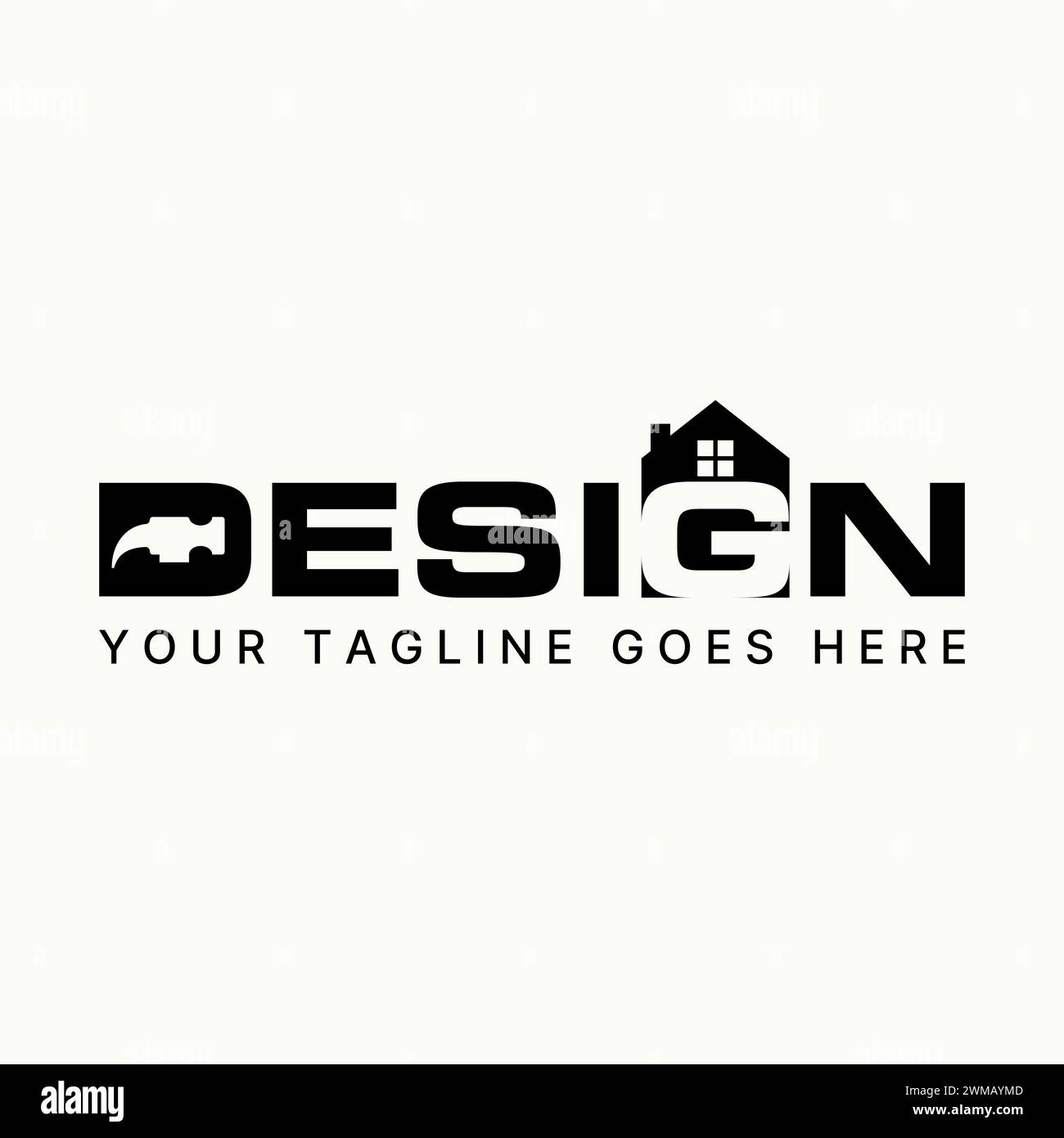 Logo design graphic concept creative abstract premium vector stock sign letter Design home font hammer. Relate monogram architect property renovation Stock Vector