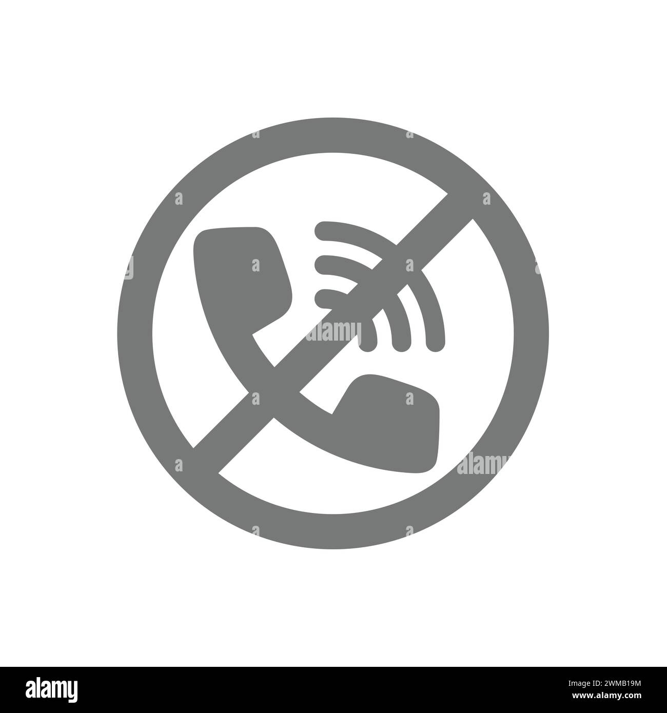 No ringing phone vector sign. Do not use phones prohibition and forbidden icon. Stock Vector