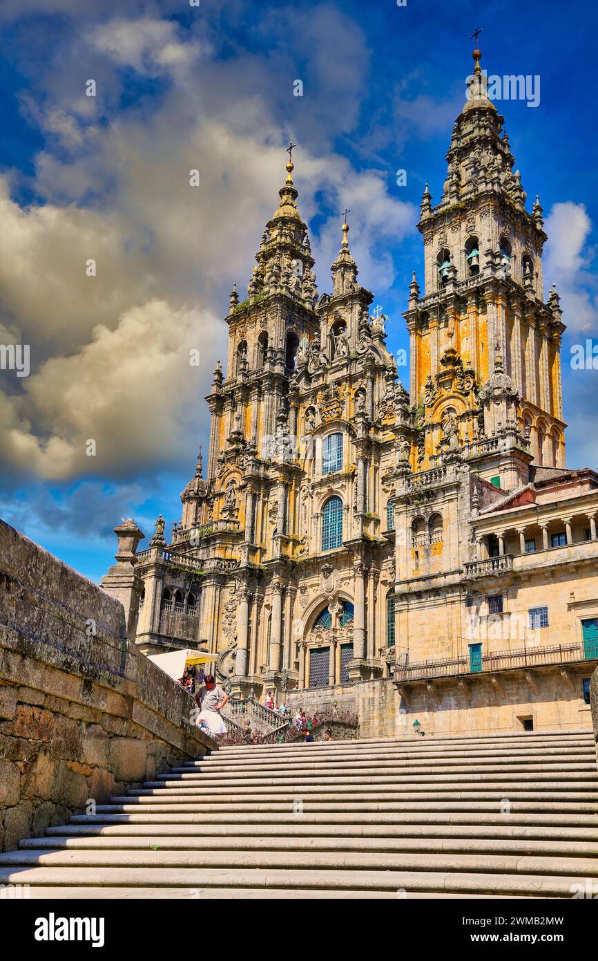 Cathedral, Praza do Obradoiro, Santiago de Compostela,  A Coruña province, Galicia, Spain Stock Photo