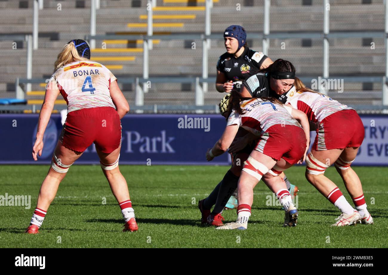 Exeter, Devon, UK. 24th Feb, 2024. Allianz Premiership Women's Rugby: Exeter Chiefs v Harlequins women at Sandy Park, Exeter, Devon, UK. Pictured: Credit: nidpor/Alamy Live News Stock Photo