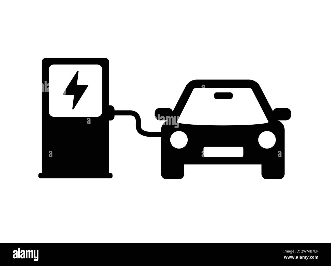 Electric Vehicle Charging Station Icon. EV Charging Station Road Sign. Electric Car Recharge Icon. Electrical Charging Station Symbol. Electric Fuel Stock Vector