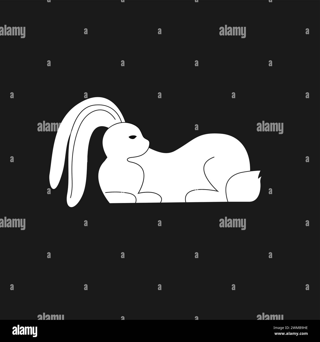 Black and White Linocut of Easter bunny Stock Vector