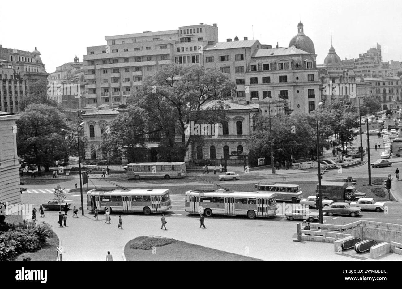 View of the Museum of Bucharest in the University Square in downtown Bucharest, Romania, approx. 1980 Stock Photo