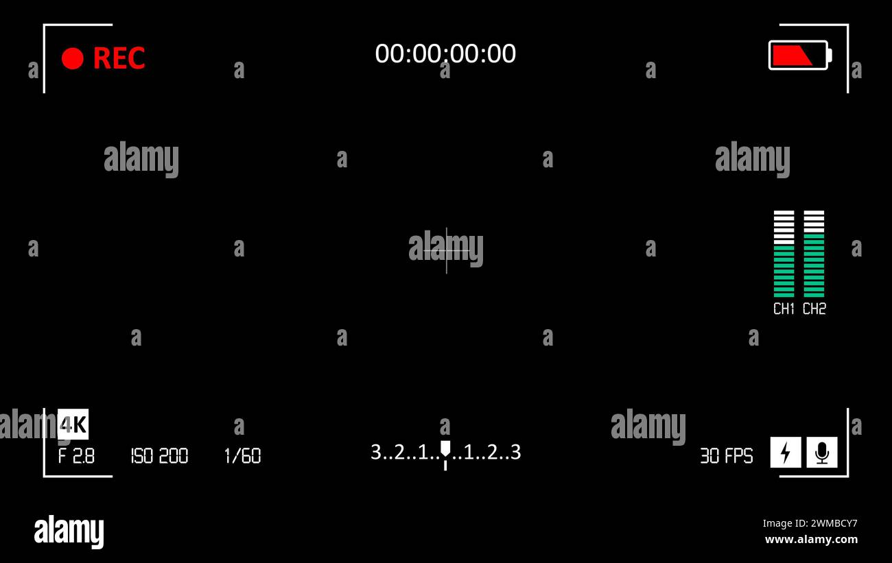 Camera recording screen overlay. Timecode and recording indicator