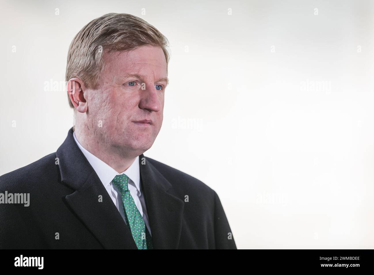 London, UK, 25th Feb 2024. Oliver Dowden, Deputy Prime Minister of the United Kingdom, Chancellor of the Duchy of Lancaster, Conservative Party politician is seen at BBC Broadcasting House in Central London for an appeas. Credit: Imageplotter/Alamy Live News Stock Photo