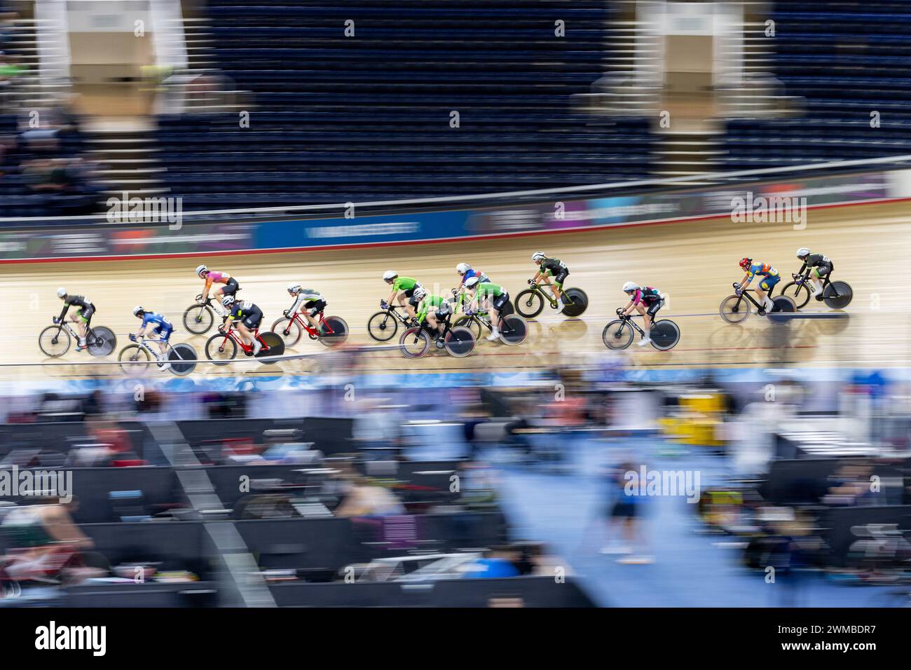 British National Track Championships 2024, Manchester, 25 February 2024, Women's Point's Race Qualifying Heat, Credit: Aaron Badkin/Alamy Live News Stock Photo