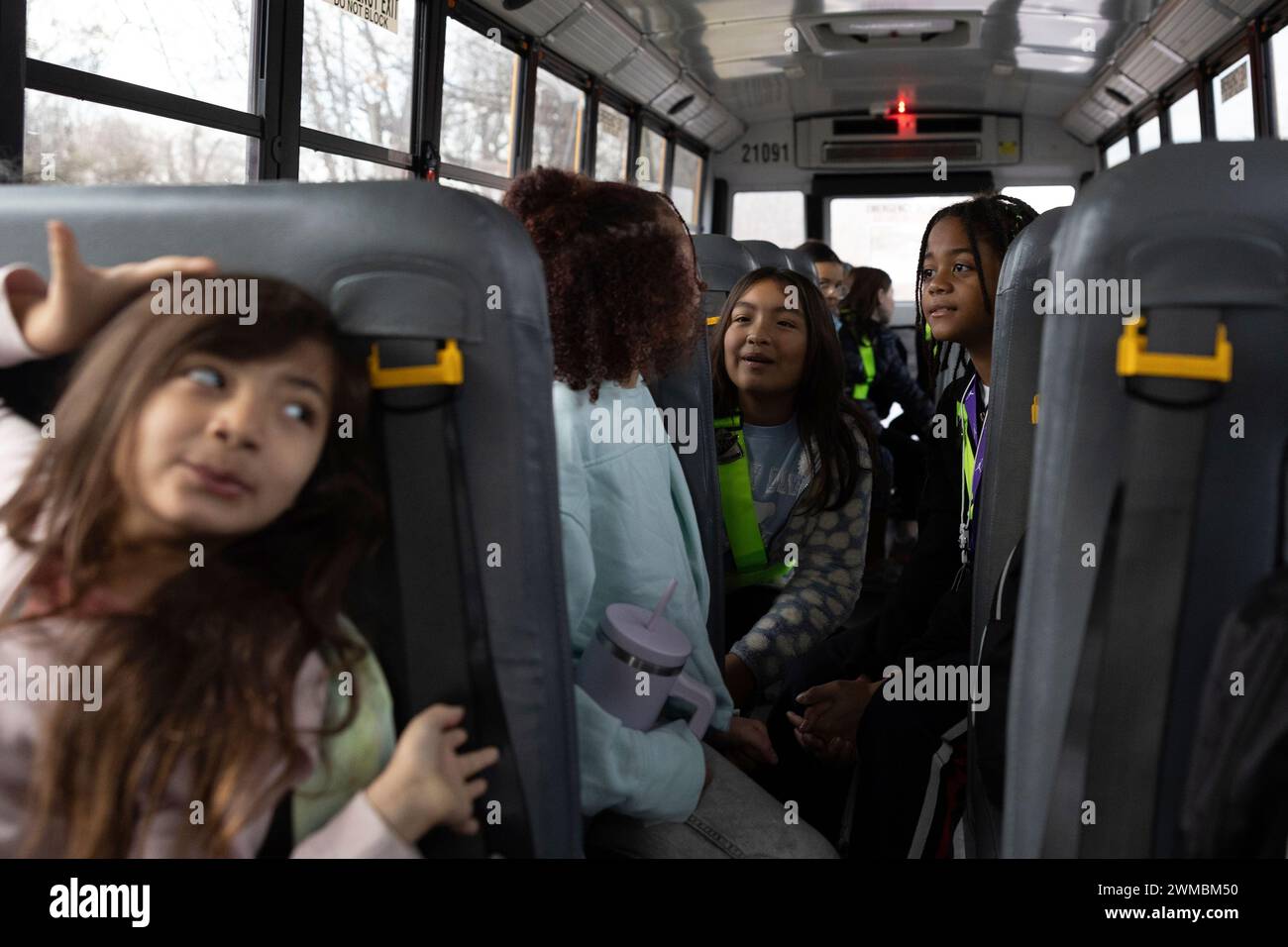 Rock Creek Forest Elementary School students interact while riding an