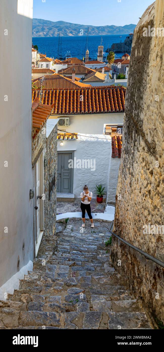 View of Hydra island, Greece Stock Photo