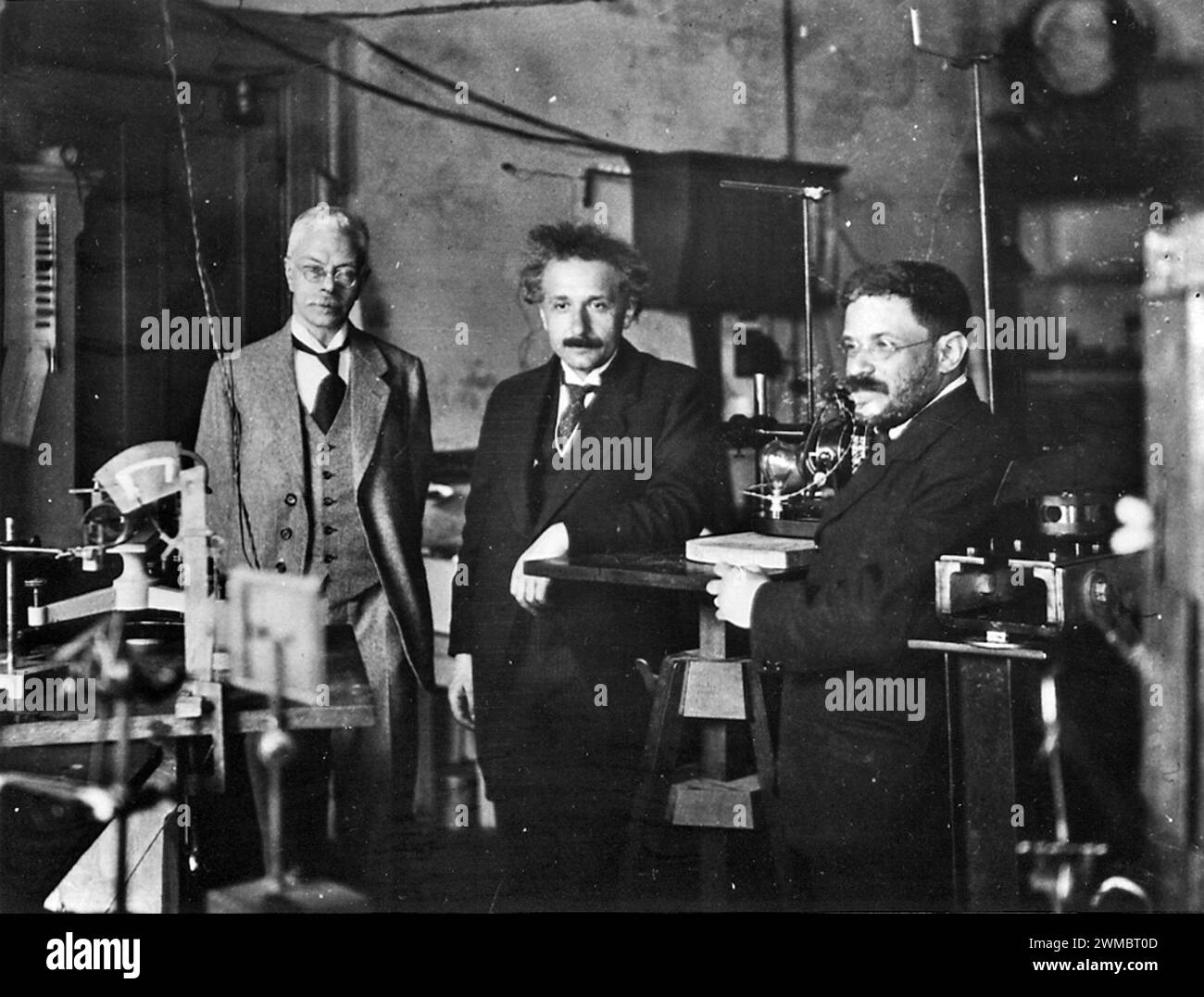 Albert Einstein visiting Amsterdam's experimental physicist Pieter Zeeman (left), with his friend Paul Ehrenfest. (1920) Stock Photo