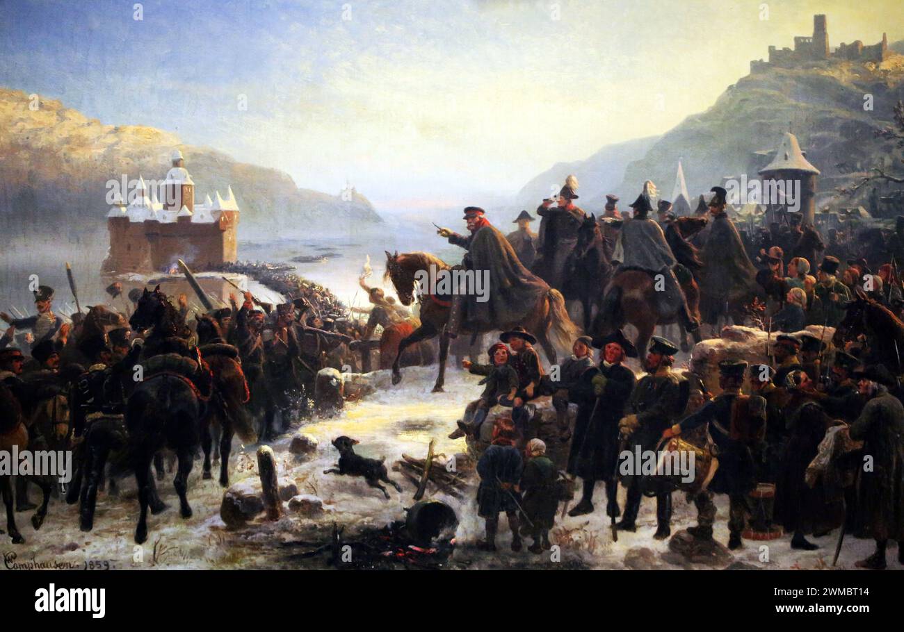 General von Blücher Crossing the Rhine, by Wilhelm Camphausen Stock Photo