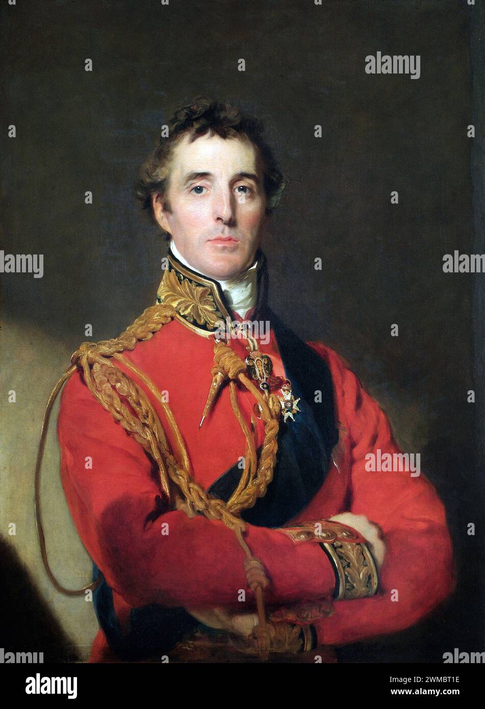 Arthur Wellesley, 1st Duke of Wellington, commander of the Anglo-allied army, Field Marshal Arthur Wellesley, 1st Duke of Wellington, Arthur Wellesley, 1st Duke of Wellington, Field Marshal Arthur Wellesley, 1st Duke of Wellington, (1769 – 1852) British statesman, soldier, and Tory politician, leading military and political figure of 19th-century Britain, Painting by Thomas Lawrence Stock Photo