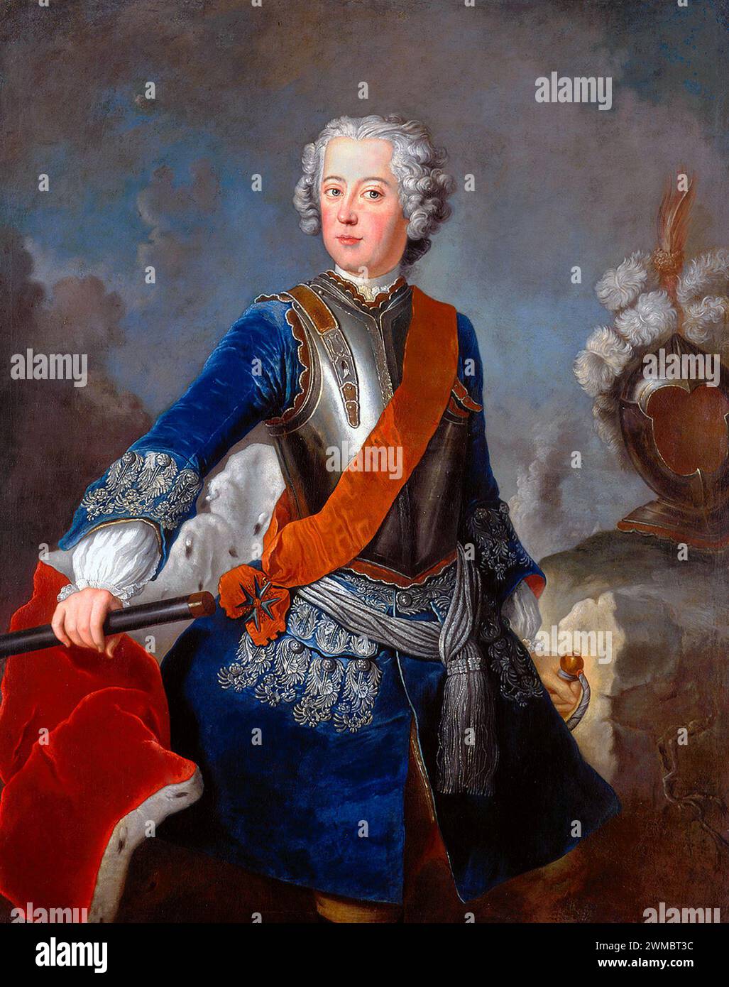 Frederick II (1712 – 1786) King in Prussia from 1740 until 1772, and King of Prussia from 1772 until 1786. Portrait of 24-year-old Frederick as the Crown Prince of Prussia by Antoine Pesne Stock Photo