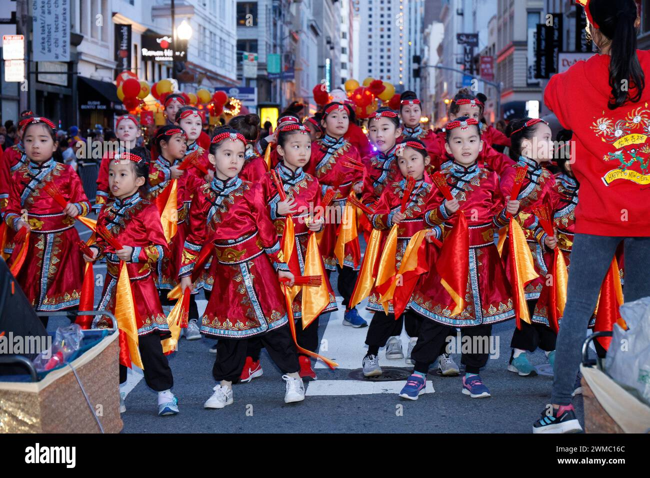 San Francisco, California, USA. 24th Feb, 2024. Performers and sightseers gather in Chinatown, San Francisco for the 2024 Chinese New Year Festival and Parade. Credit: Tim Fleming/Alamy Live News Stock Photo