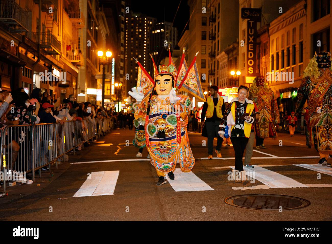 San Francisco, California, USA. 24th Feb, 2024. Performers and sightseers gather in Chinatown, San Francisco for the 2024 Chinese New Year Festival and Parade. Credit: Tim Fleming/Alamy Live News Stock Photo