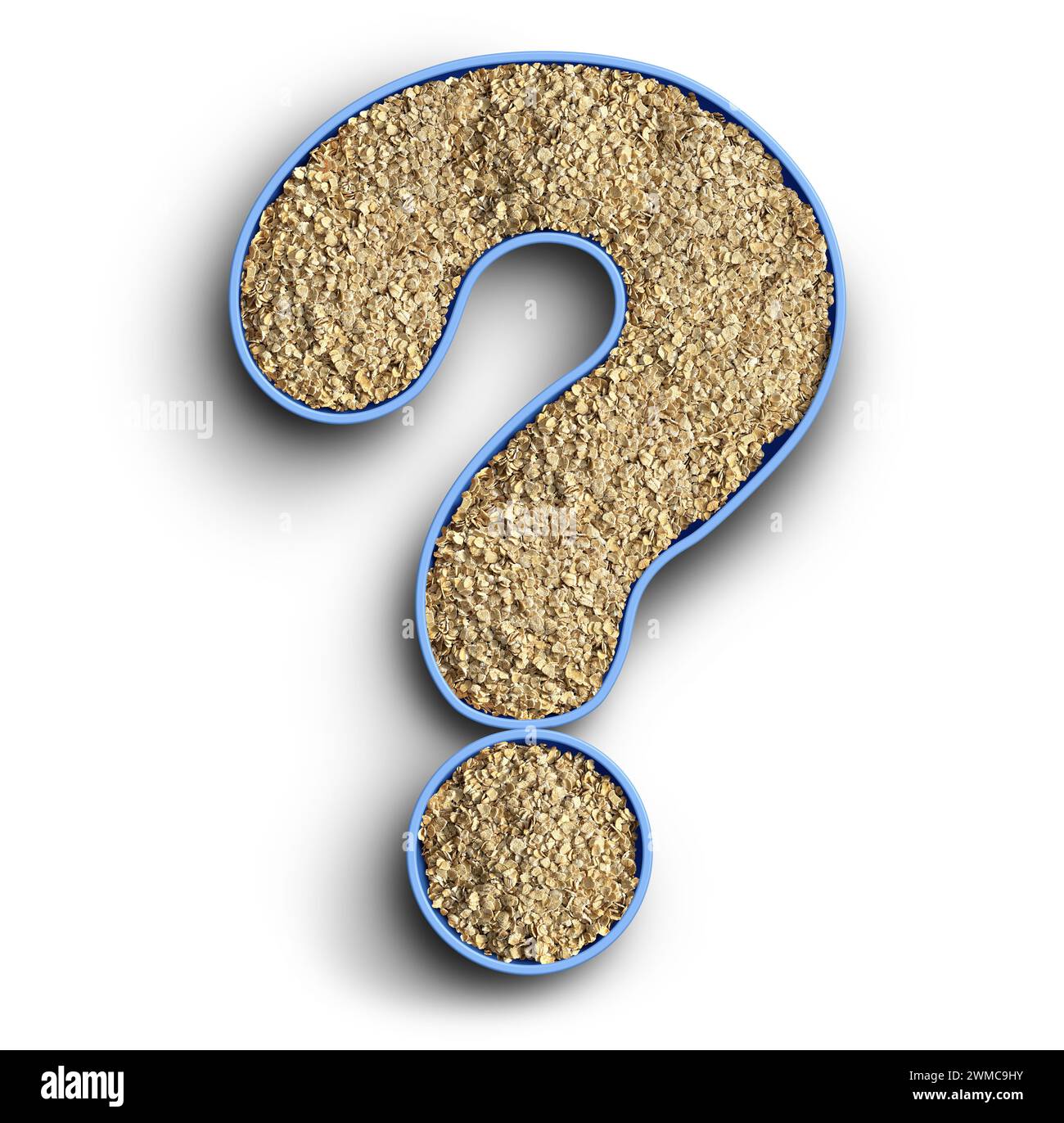 Oats And Oats Questions as a question symbol representing health questions and uncertainty of possible Chemicals Found in food as Chlormequat Glyphosa Stock Photo