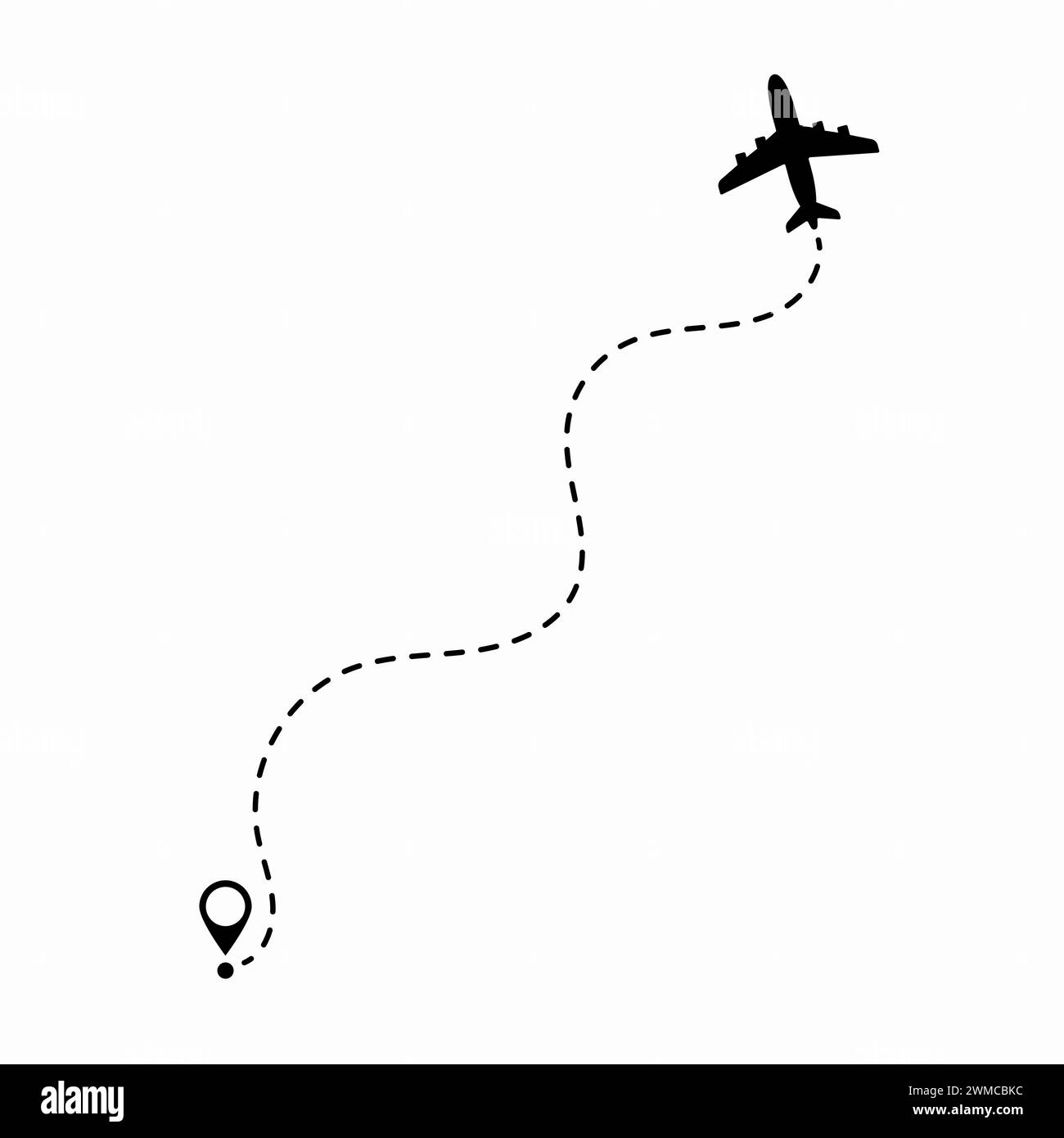 Travel concept. Dotted path airplane. Aircraft tracking. Airplane route ...