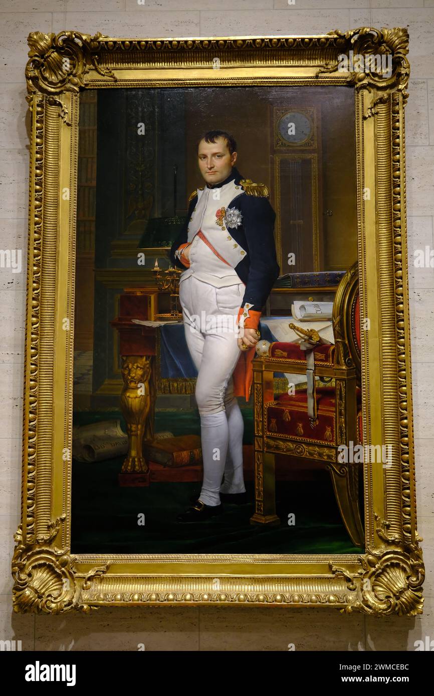 The Emperor Napoleon in his study at the Tuileries, 1821 by French artist Jacques Louis David display in National Gallery of Art.Washington DC.USA Stock Photo