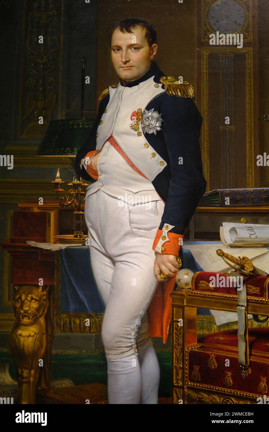 The Emperor Napoleon in his study at the Tuileries, 1821 by French artist Jacques Louis David display in National Gallery of Art.Washington DC.USA Stock Photo