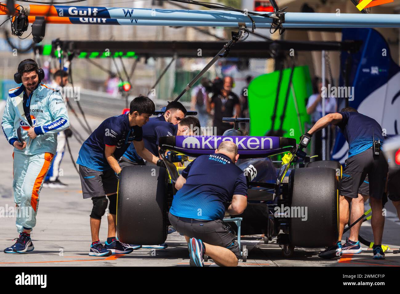MANAMA, BAHRAIN, Bahrain International Circuit, 23.Feb.2024: Alexander Albon of Thailand and Williams Racing during Formula One Bahrain testing Stock Photo