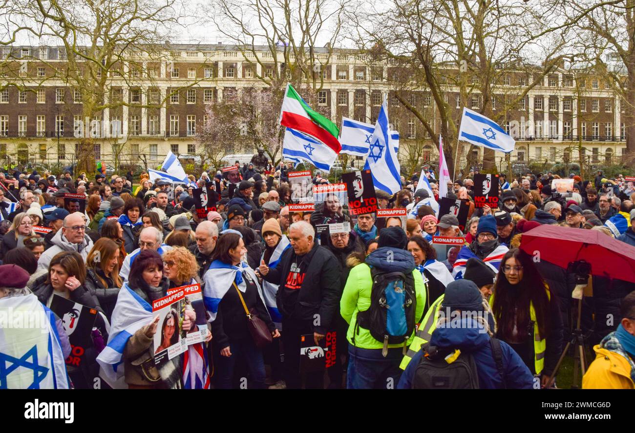 London, UK. 25th February 2024. Protesters gather in Tavistock Square ...