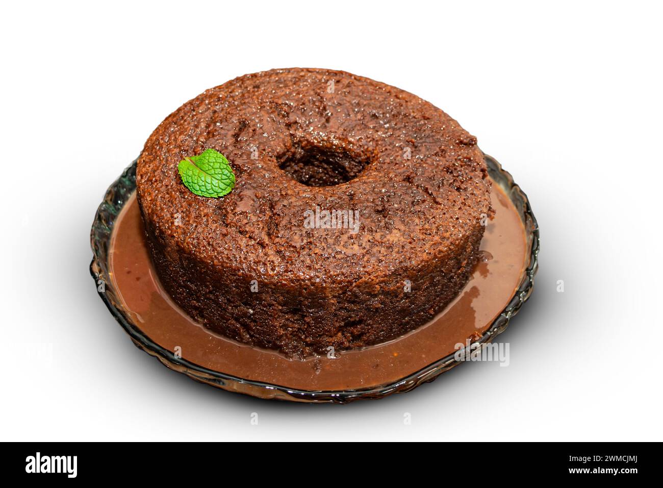 A chocolate cake isolated on a white background Stock Photo