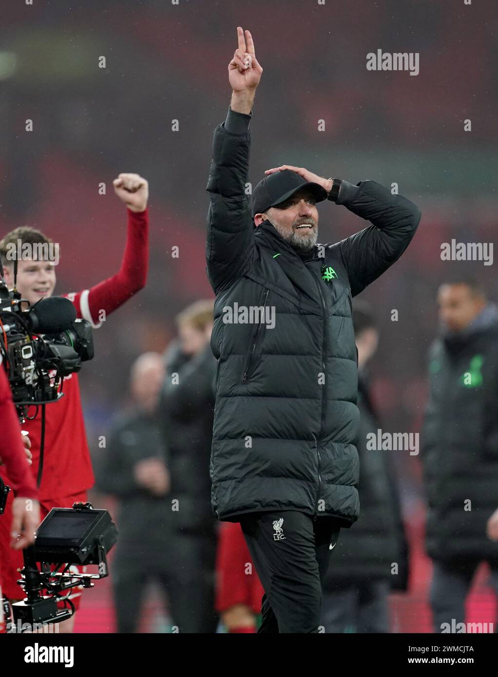 Liverpool manager Jurgen Klopp celebrates after the Carabao Cup final