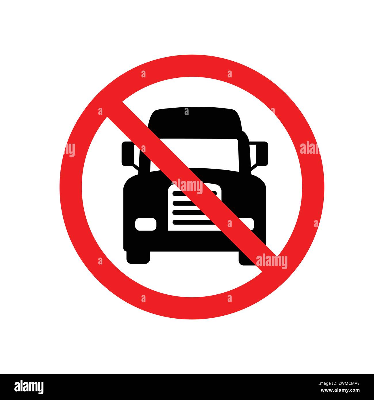 No Truck Allowed Sign. No Trucks Sign Or No Parking Sign. No Lorry Prohibit Icon. Access Forbidden. Attention Icon No E-Truck Road Sign Stock Vector