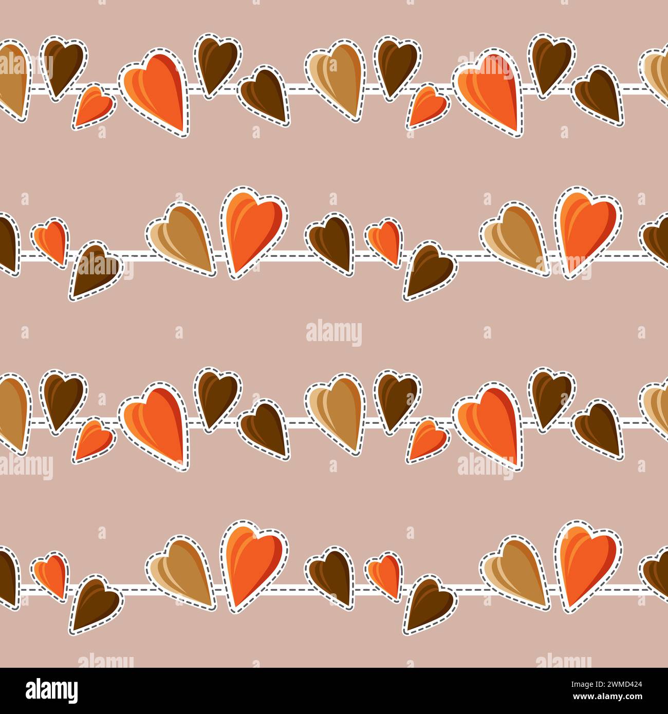 hearts - seamless pattern. heart shapes in different sizes and colors for Valentines Day background. Stock Photo