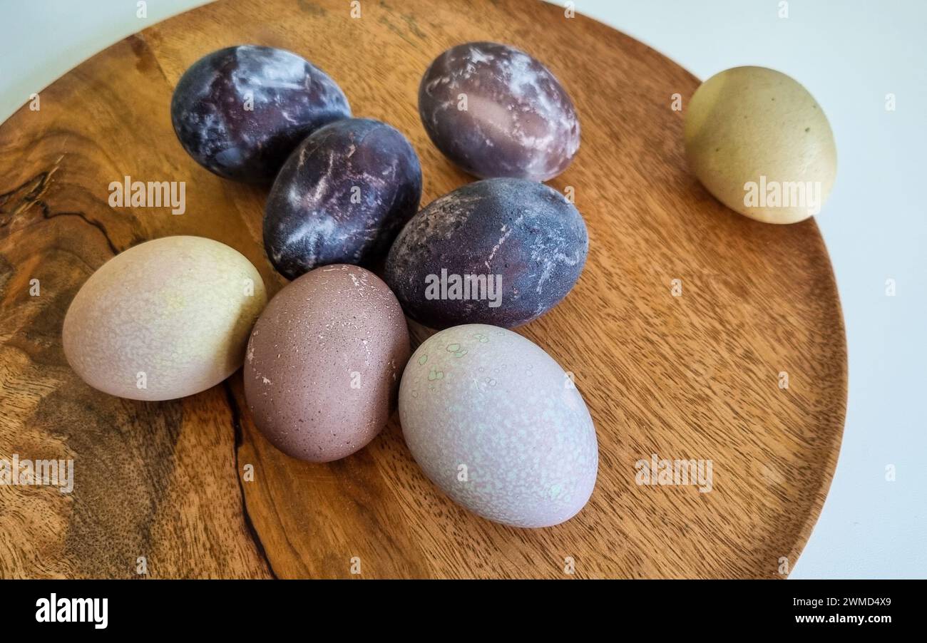 Naturally dyed Easter eggs in red wine Stock Photo Alamy