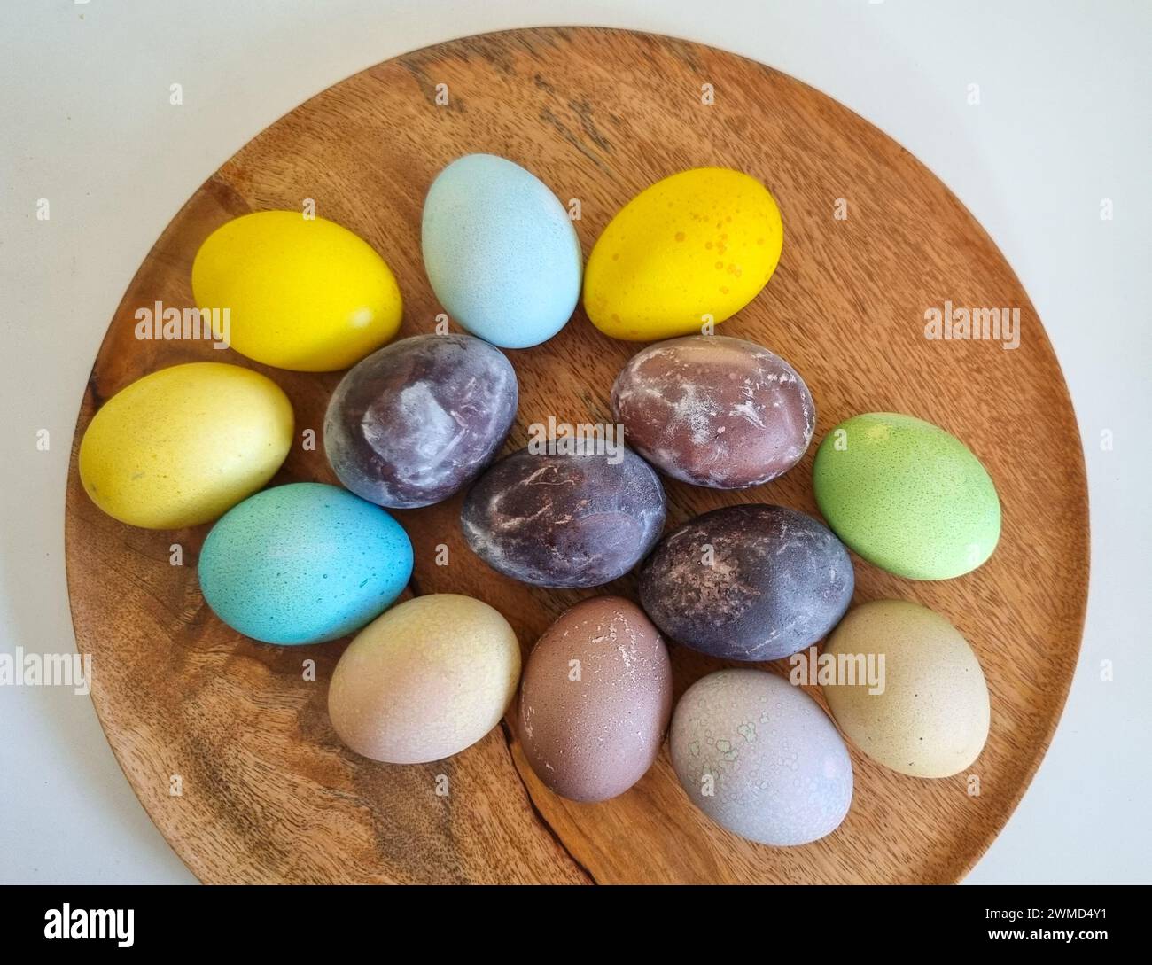 Naturally dyed Easter eggs in red wine Stock Photo
