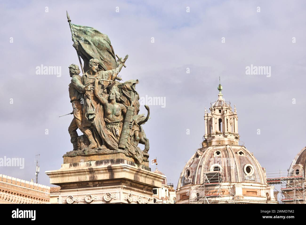 Monument to Victor Emmanuel II della Patria Statue  in Rome, Italy. Stock Photo