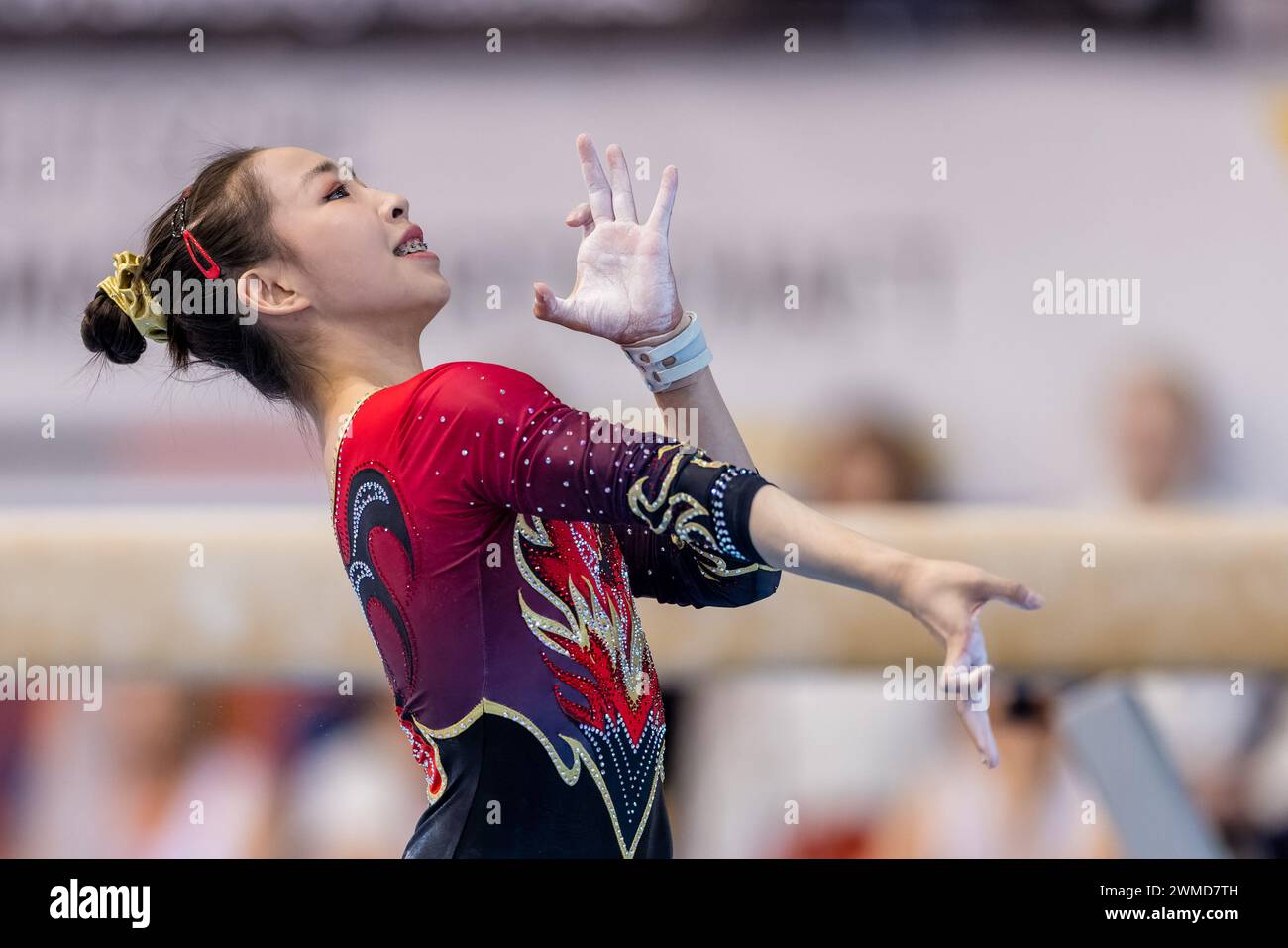 25 February 2024, Brandenburg, Cottbus Gymnastics World Cup, women