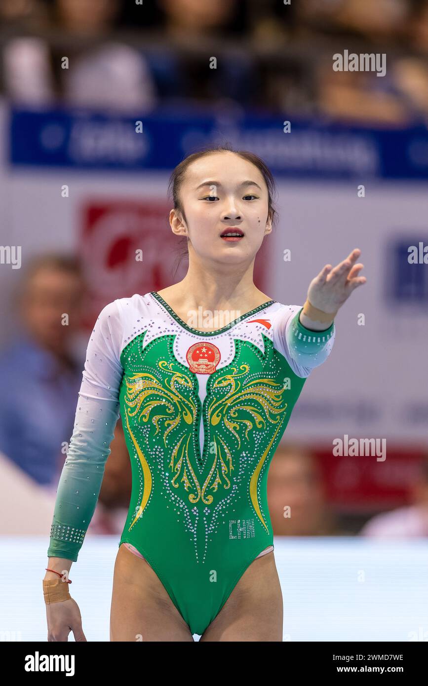 Cottbus, Germany. 25th Feb, 2024. Gymnastics World Cup, women Floor