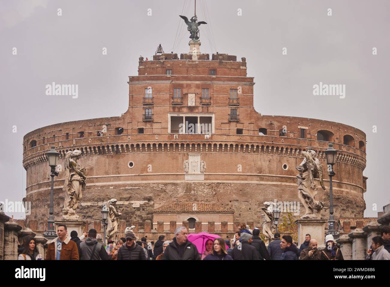 Mausoleum of Hadrian, also known as Castel Sant'Angelo, Castle of the Holy Angel in Rome, Italy. Stock Photo