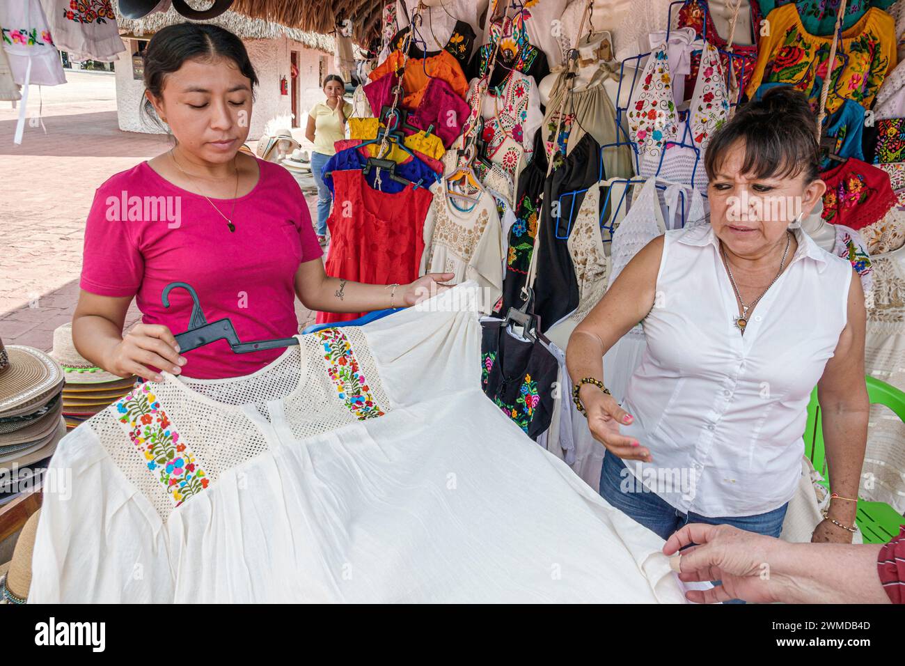 Merida Mexico,Uxmal souvenir vendor,woman women lady female,adult adults,resident residents,employee employees worker workers working work workplace j Stock Photo