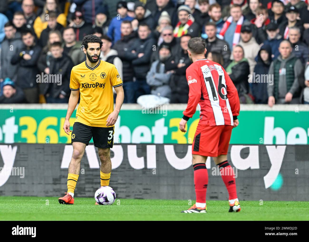 Rayan Aït-Nouri of Wolverhampton Wanderers, during the Premier League