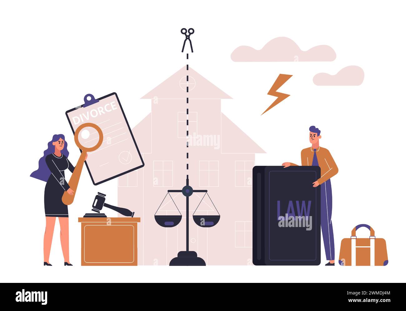 Family breakup, property division, divorce code concept. Argument