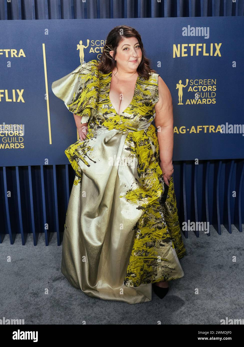 Los Angeles, USA. 24th Feb, 2024. Ashlie Atkinson walking on the red carpet at the Screen Actors Guild Awards held at The Shrine Auditorium and Expo Hall in Los Angeles, CA on Saturday, ?February 24, 2024. (Photo By Sthanlee B. Mirador/Sipa USA) Credit: Sipa USA/Alamy Live News Stock Photo