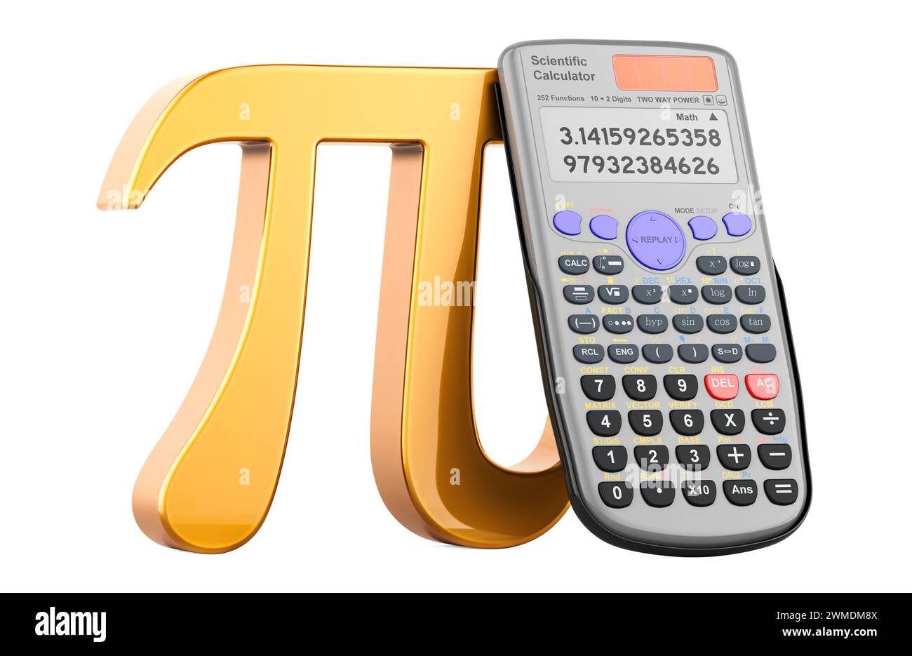 Pi with calculator, 3D rendering isolated on white background Stock ...