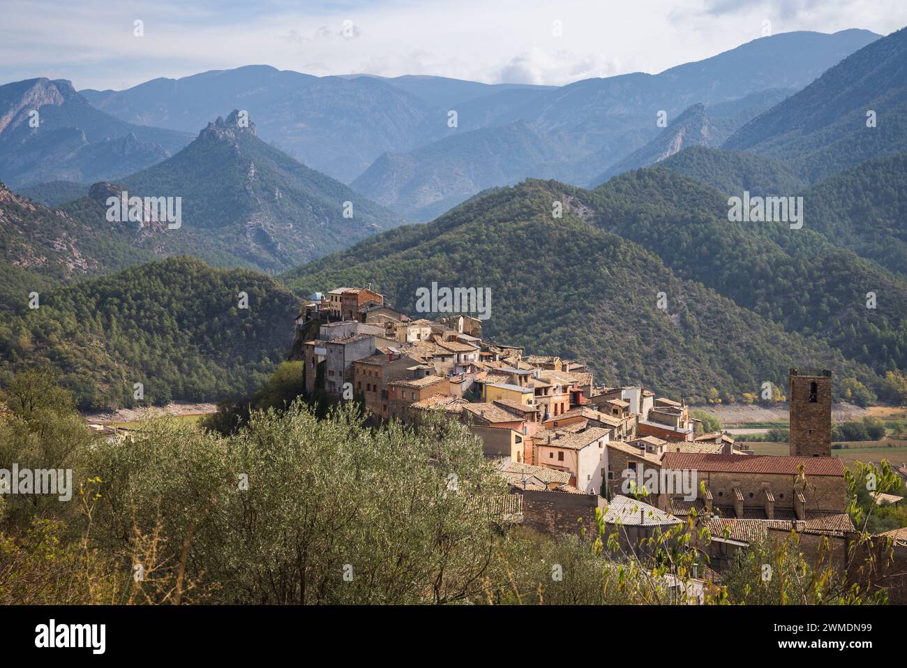 the village of Coll de Nargo nestled in the mountains in Catalonia Stock Photo