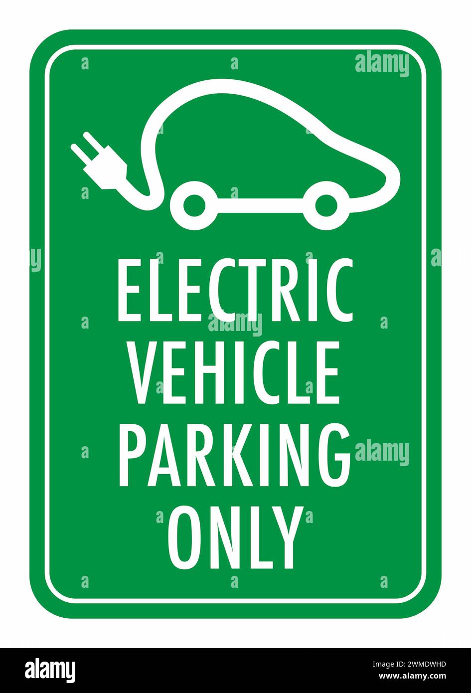 Sign for EV charging point and parking allowed only for electric vehicle Stock Photo
