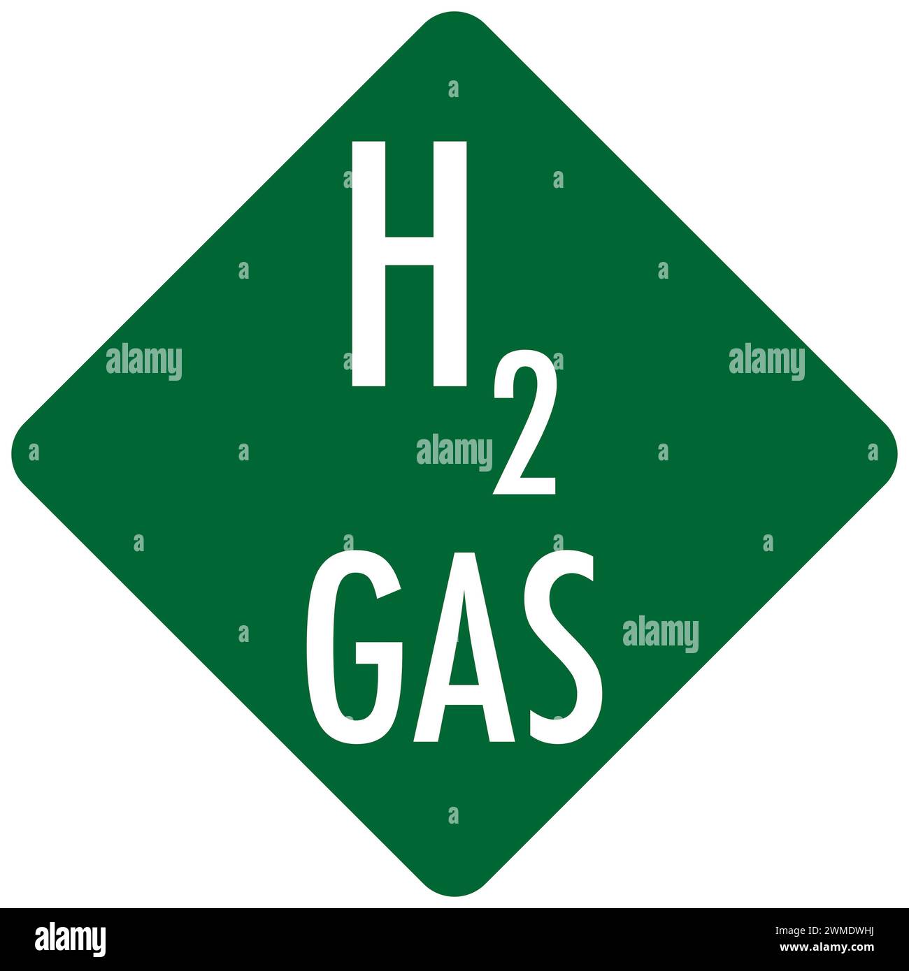 Label indicating a hydrogen filling station or bottle tank Stock Photo
